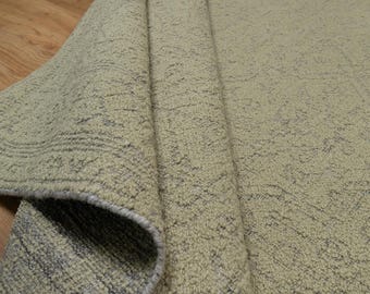 Handwoven Flat Weave Wool Rug Sage Green Area Carpet Scandinavian Modern Home Decor Dhurrie