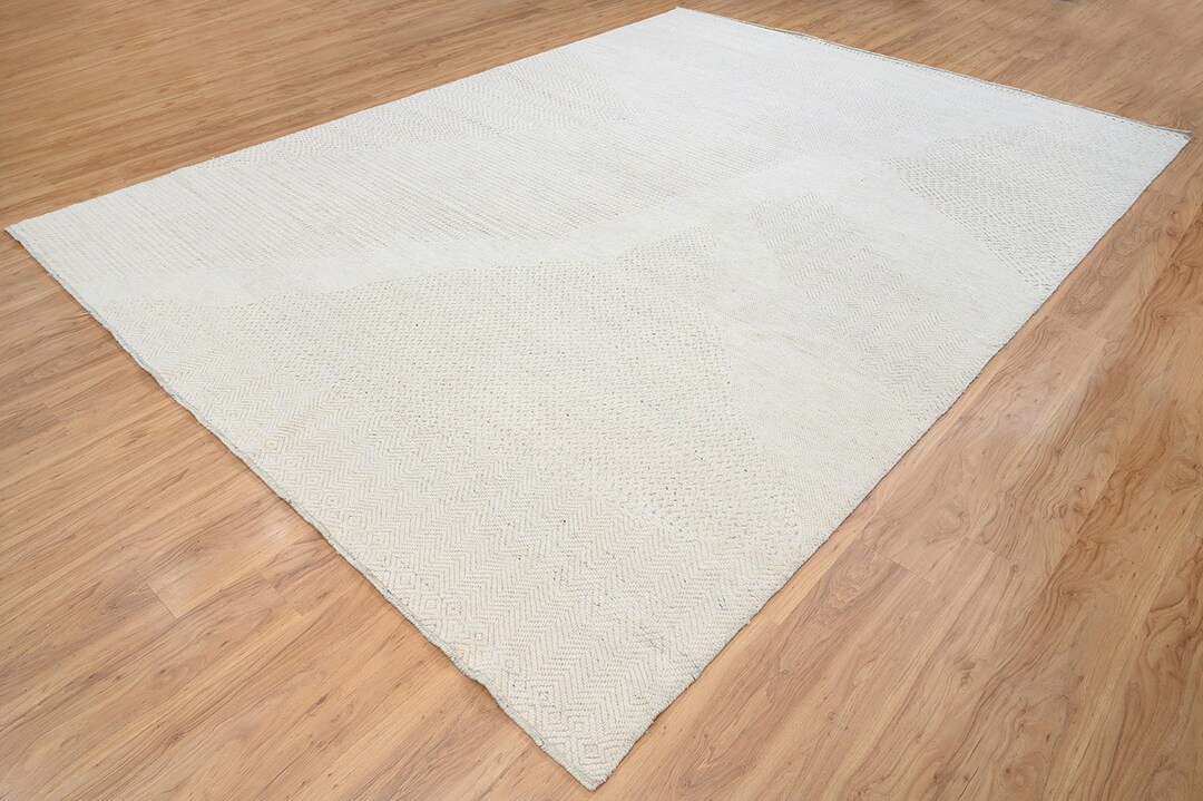10'X14' Handknotted Ivory Large Area Rug Living Room Etsy