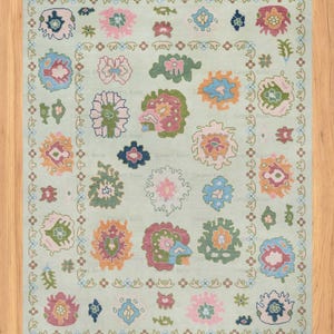 oushak turkish rug 8x10 by carpets bazaar, colorful area rug handmade, bedroom rug floral, 
persian rug 8x10 green orange pink blue