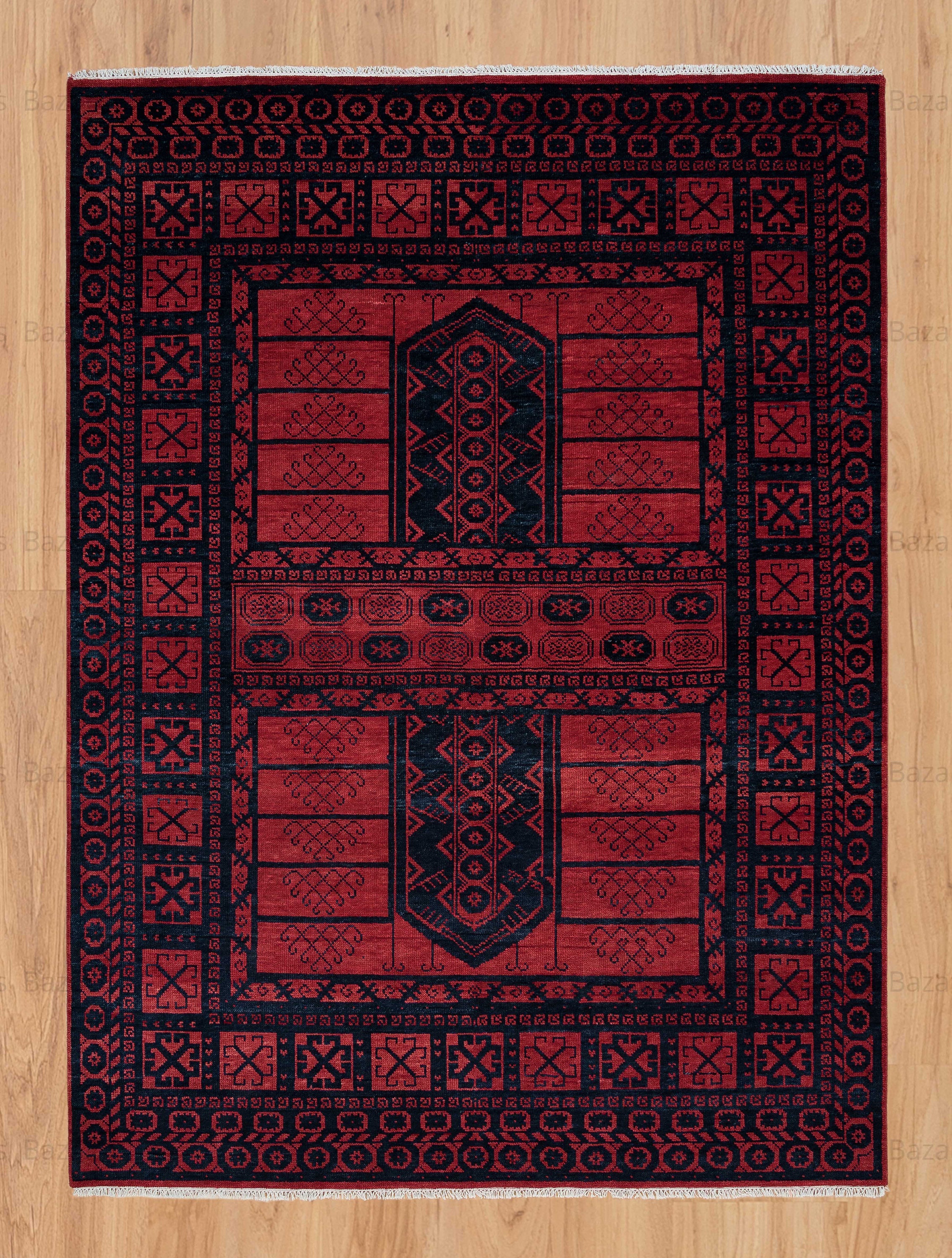 Geometric Red Moroccan 6x8 Hand-knotted Oriental Area Rug Indoor/ Outdoor  Carpet