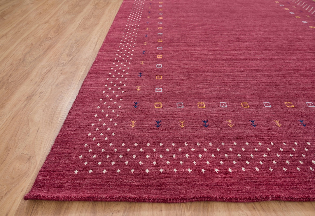 Beautiful Raspberry Gabbeh Rug, 6X9 Rug Soft Pile (quick Ship), Minimal ...