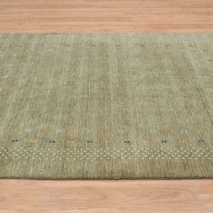 Olive Green Minimal 8 X10 Rug Hand-knotted Solid Color Wool - Etsy