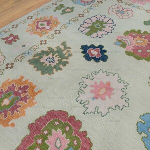 oushak rug mint green, 
floral oushak rug
oushak rug 8x10 bright colors, 
oushak modern rug,	
large oushak rug,