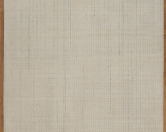 Handwoven Wool Rug, Beige White  Scandinavian Design HM_0083
