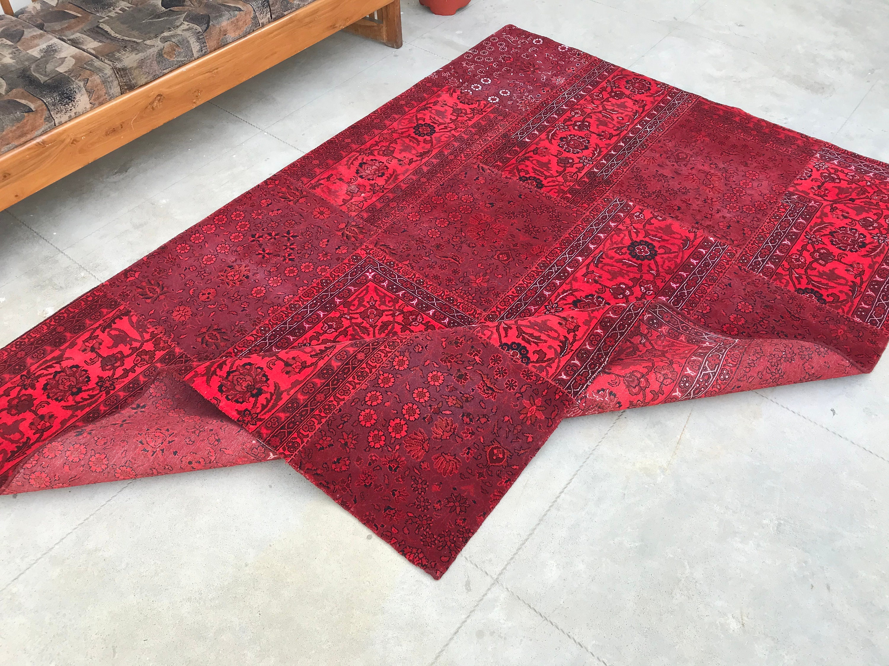 5' x 8' Farmhouse Living Room Red Rug Floral Red Etsy