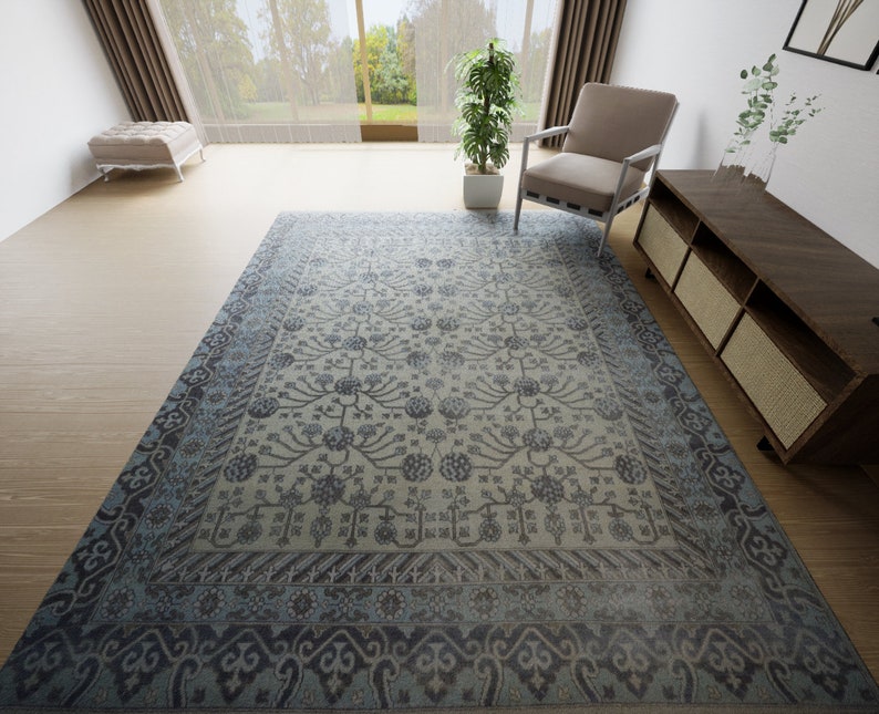 8' X 10' Rug Pastel Color Powder Blue Oversize Hereke Etsy