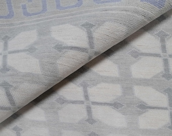 Handwoven Wool Area Rug, Gray Geometric Tile, Greek Key Border AR_3863