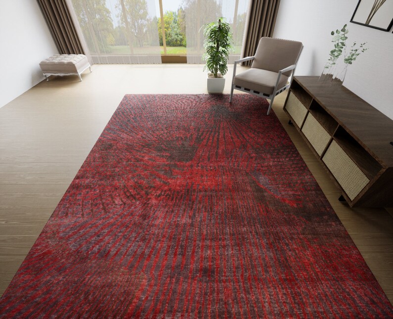 9 X 12 Dark Red Area Rug Floral Rug 9' X 12' Etsy