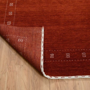8' X 10' Rust Red Deco Gabbeh Carpet, Gabbeh Rug , Modern Minimal ...