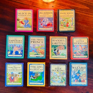 VERY RARE Mini Classic Children's Book Set of 11 | Vintage Timeless Miniature Fairy Tale Book Pack | Travel Size Fiction Children's BooksV