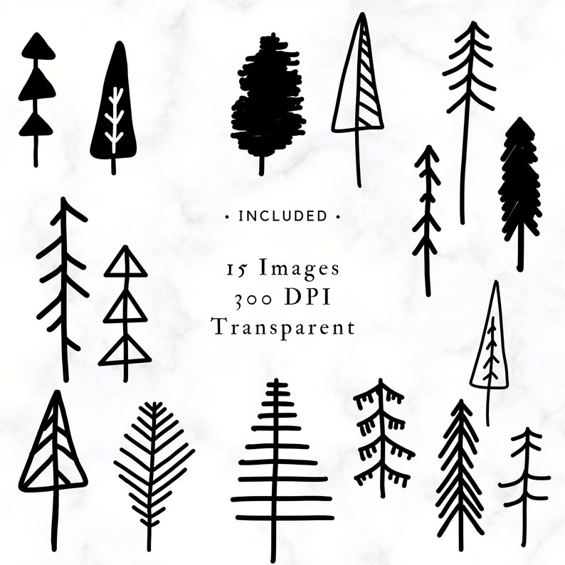 Line Art Pine Tree Clipart Pine Tree Clip Art Christmas | Etsy