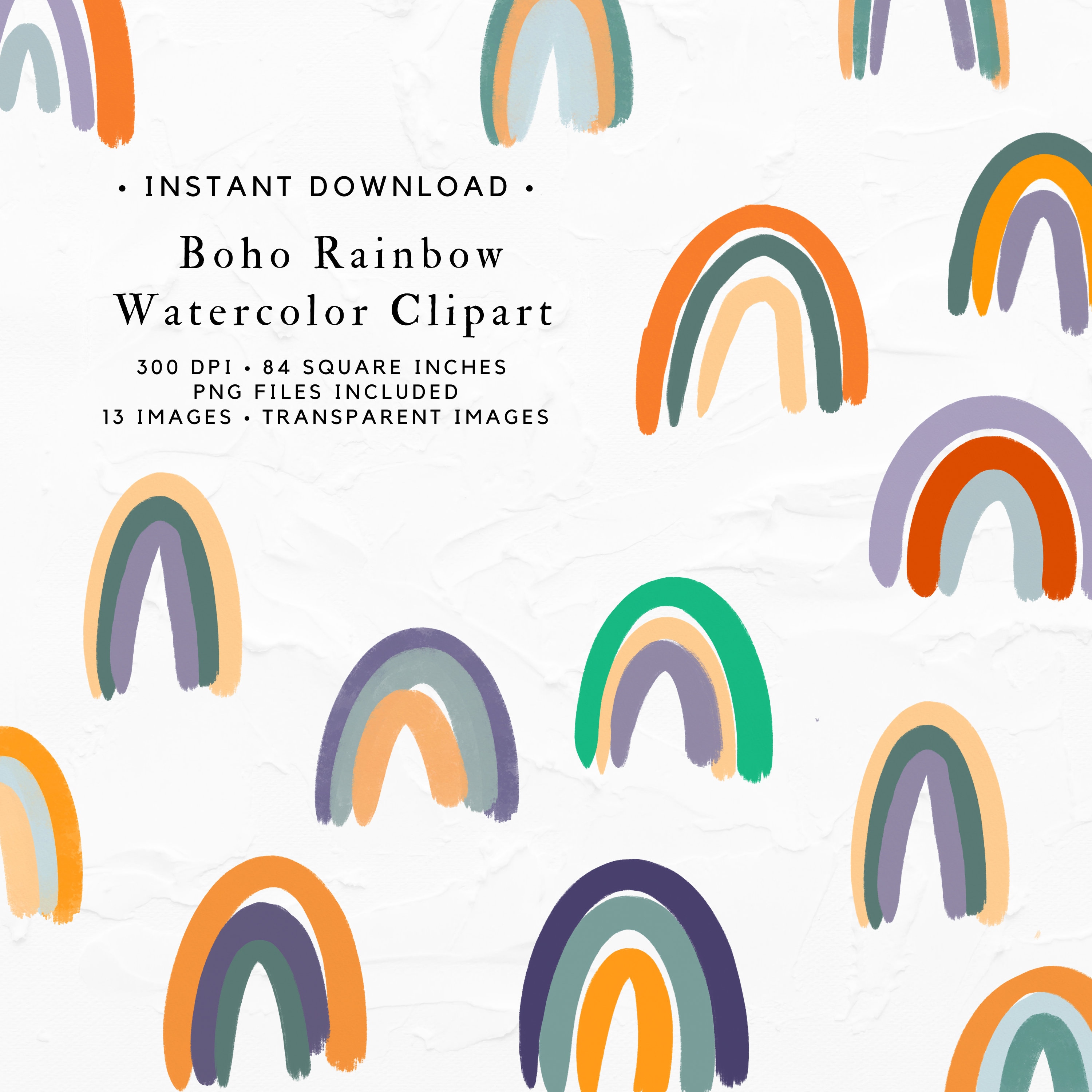 Watercolor Boho Rainbow Clipart Hand Painted Warm Pink - Etsy