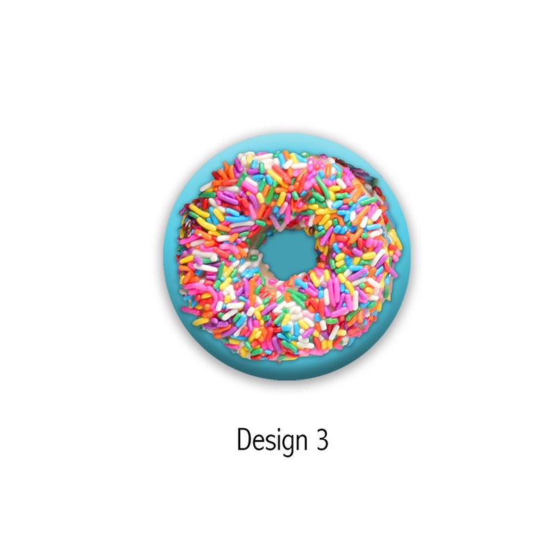 1.25 inch pin-back button or magnet Donut box