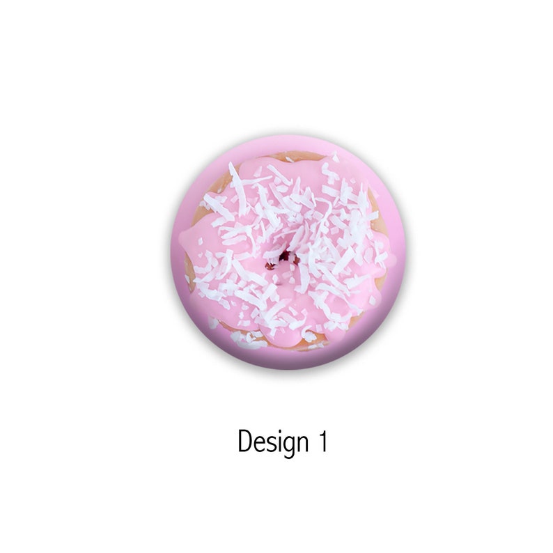 1.25 inch pin-back button or magnet Donut box