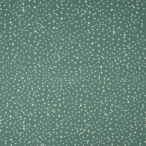 11,90EUR/m Baumwolljersey Dots unregelmäßige weiße Punkte auf dusty green / rauch grün