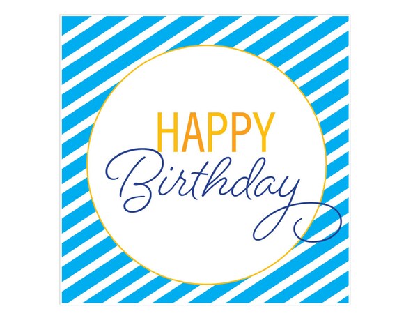 Happy Birthday Blue Tag Square Tag Printable Tag Printable Etsy