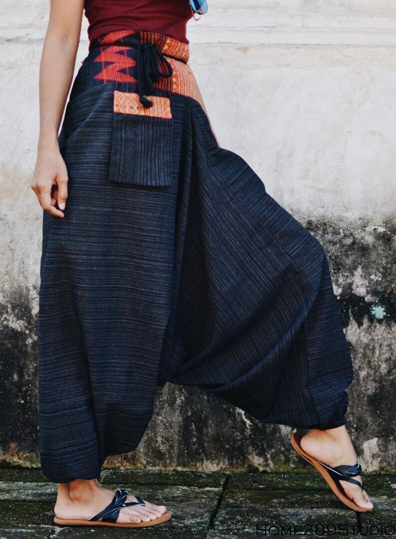 Black Harem Pants Bohemian Pants Baggy Harem Pants Design by Home289Studio