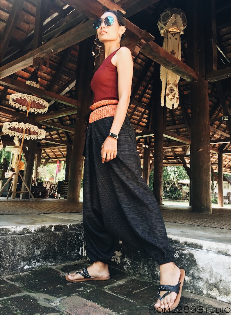 Black Harem Pants Bohemian Pants Baggy Harem Pants Design by Home289Studio