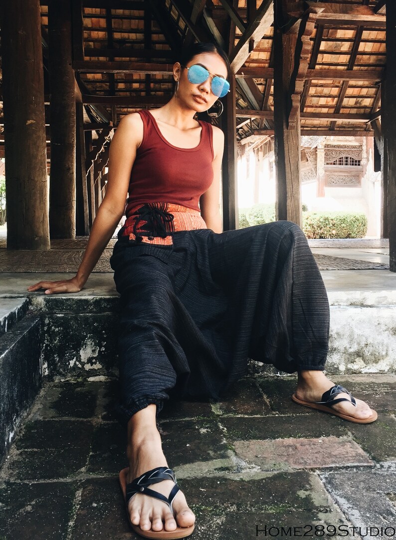 Black Harem Pants Bohemian Pants Baggy Harem Pants Design by Home289Studio