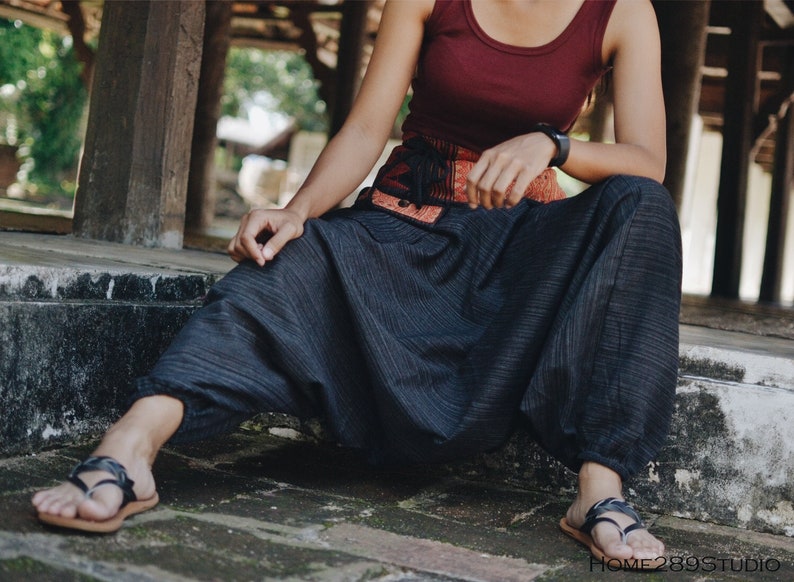 Black Harem Pants Bohemian Pants Baggy Harem Pants Design by Home289Studio