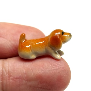 Dachshund Micro Tiny Figurines Hand Painted Ceramic Animals Collectible Dog Lover Gift Home Decor