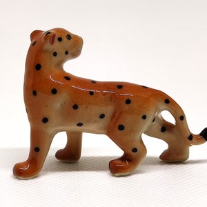 Leopard Miniature Figurines Hand Painted Ceramic Animals | Etsy