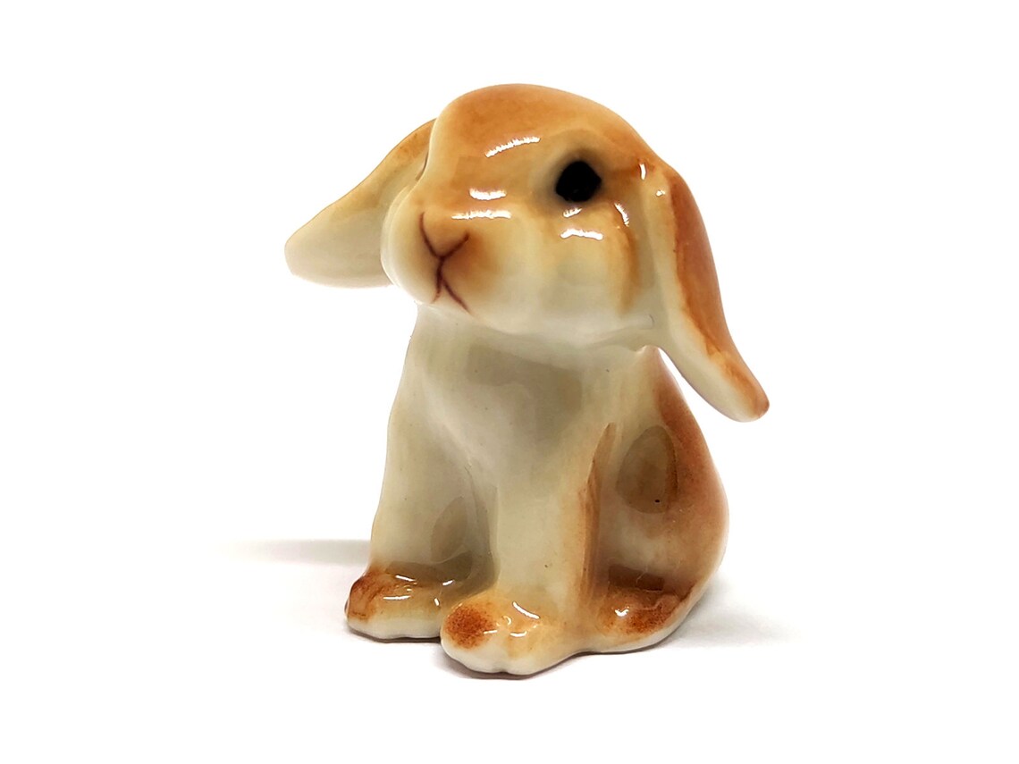 Mini Lop Rabbit Micro Tiny Figurines Hand Painted Ceramic Etsy
