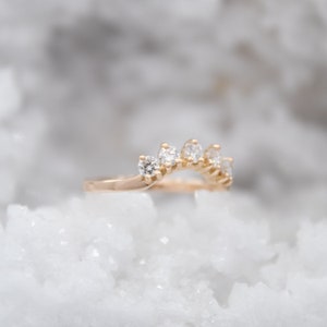 Bespoke Gold Diamond Wedding Ring, Handmade Diamond Stack Ring, Round Diamond Ring, Womens, 18k Solid Rose Gold Diamond Ring image 3