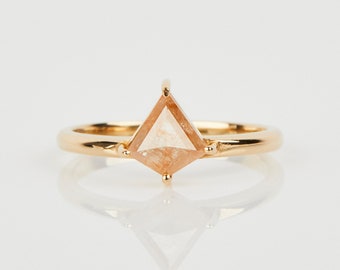 0.87ct Kite Shape Pink Diamond Ring, Natural Ethically Sourced Diamond Alternative Ring, 18k Rose Gold