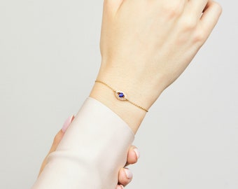 Blue Sapphire Evil Eye Bracelet, 18ct Yellow Gold