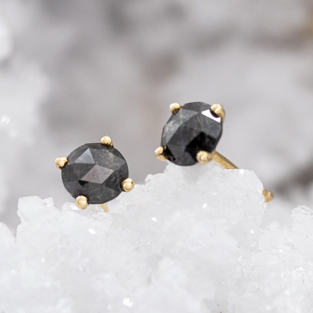 Salt and Pepper Diamond Earrings 18k Yellow Gold Diamond Etsy UK