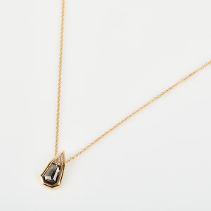 Geometric Salt and Pepper Diamond Necklace, Alternative Handmade Women&#39;s, 18ct Yellow Gold
