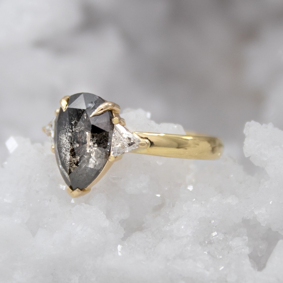 1.77ct Pear-shaped Salt and Pepper Diamond Engagement Ring - Etsy