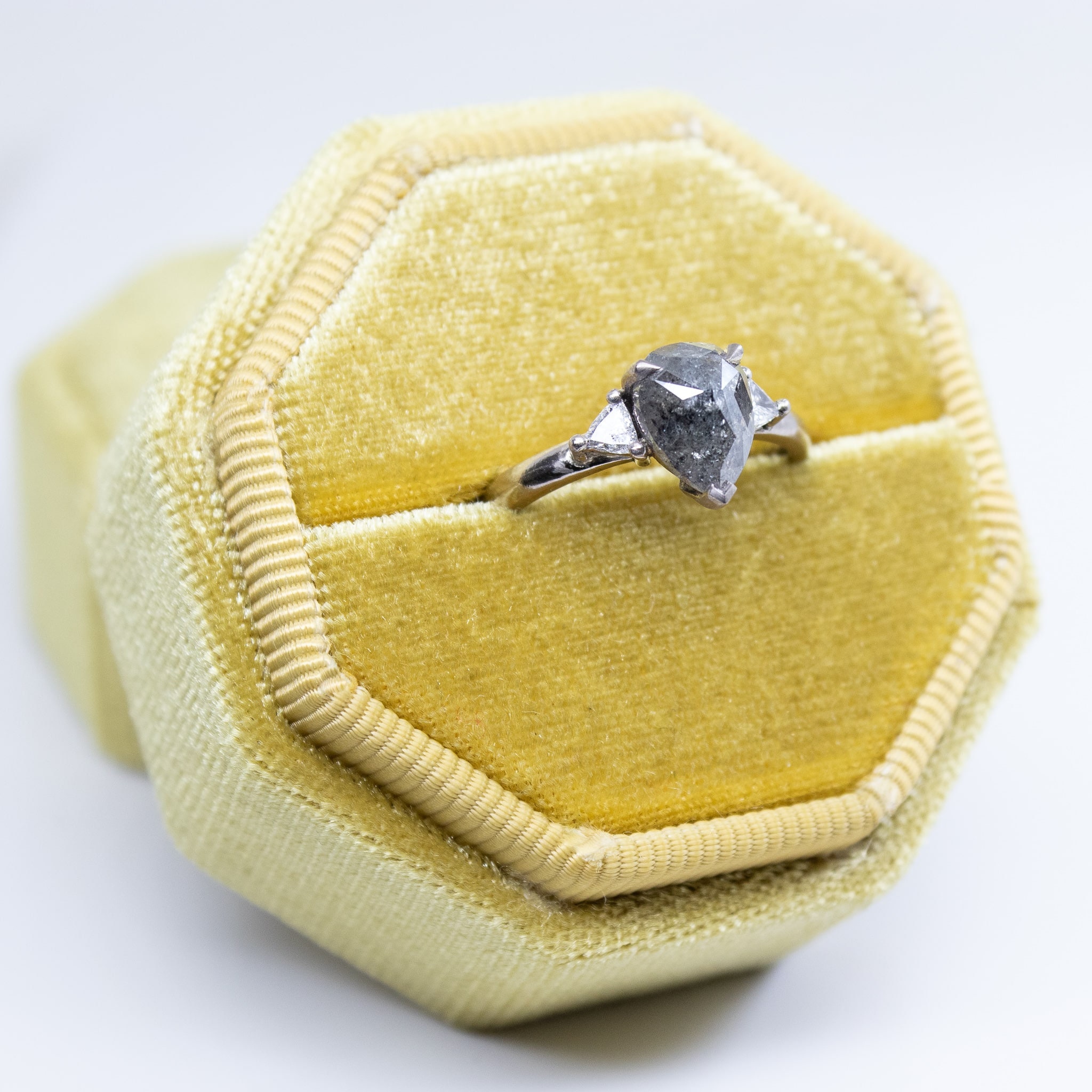 1.77ct Pearshaped Salt and Pepper Diamond Engagement Ring Etsy