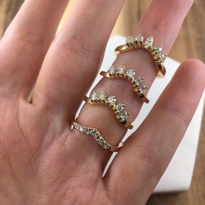 Bespoke Gold Diamond Wedding Ring, Handmade Diamond Stack Ring, Round Diamond Ring, Womens, 18k Solid Rose Gold Diamond Ring image 5