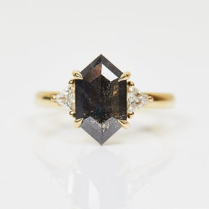 1.98ct Hexagon Diamond Engagement Ring, Women's 18k Recycled White Gold Ring, Statement Ring, Handmade image 2