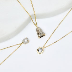0.48ct Ovale Salz und Pfeffer Diamant Halskette, Alternative Handgemacht Damen, 18 Karat Gelbgold Bild 2