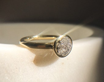 Handmade 2.80ct Grey Brilliant Round Cut Diamond Ring, 18k Yellow Gold Alternative Engagement or Statement Ring, Ethically Sourced