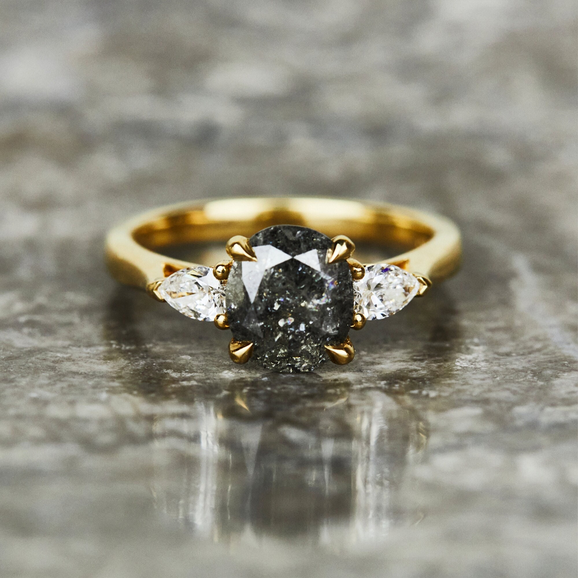 Trilogy engagement store ring gold
