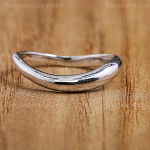 3.70 Broad Wavy Dome Ring Solid Gold Squiggle Ring Curved Stackable Ring Asymmetrical Everyday Ring Curved Plain Band Gift for Women
