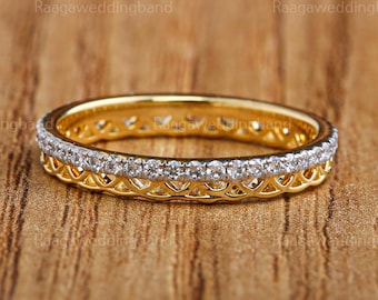 Unique Celtic Knot Wedding Band Round Cut Moissanite Eternity Band Stackable Band Braided Eternity Ring Pave Diamond Ring Bridal Set