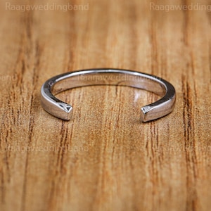 14k Solid White Gold Open Cuff 10 mm Wedding Band Simple Stacking  Thin Wedding Band Minimalist Dainty Ring Simple Plain Ring for Women