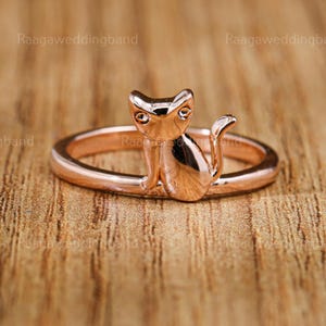 Cute Cat Ring  Rose Gold Dainty Tiny Kitty Cat Stacking Ring Gift For Her14K Solid Gold Cat Ring Minimalist Cat Ring Animal Lovers Gift