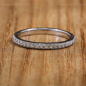 14k Solid White Gold Diamond Wedding Band 0.30ct Channel Setting Stackable Anniversary Ring  Full Eternity Stack Wedding Band Ring