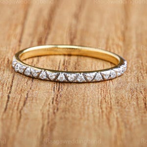 Pyramid Pave Diamond Triangle Eternity Band 14K Solid Gold Diamond Spike Stud Stacking Ring  Minimalist Spike Stud Ring Anniversy Gift