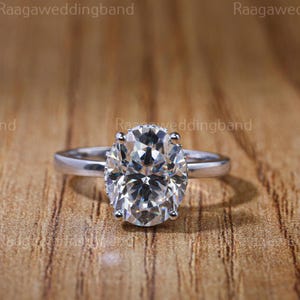Oval Moissanite Engagement Ring with Hidden Halo Classic Solitaire Anniversary Ring 14K Gold VVS Clarity Perfect Promise Ring for Her