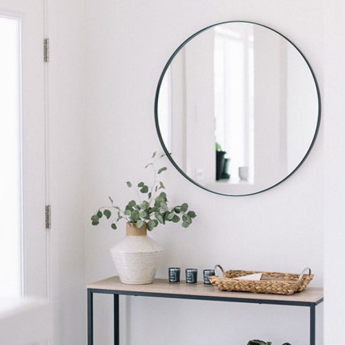 Black Frame Decorative Round Wall Mirror Home Ofice and Etsy