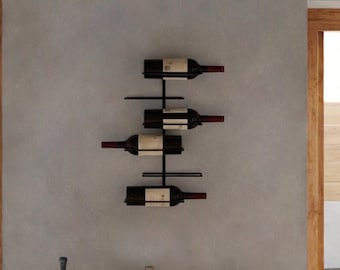 Wine Rack-Modern Metal Wall-Mounted 6-Bottle Minimalist Design