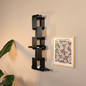 Modern Metal Wine Rack – 6 Bottle Wall Mounted Storage – Minimal Black ...