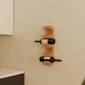 Wine Rack. Modern Minimalist Decorative Special Design. Wall Mounted 4 Bottle Solid Wood Design.